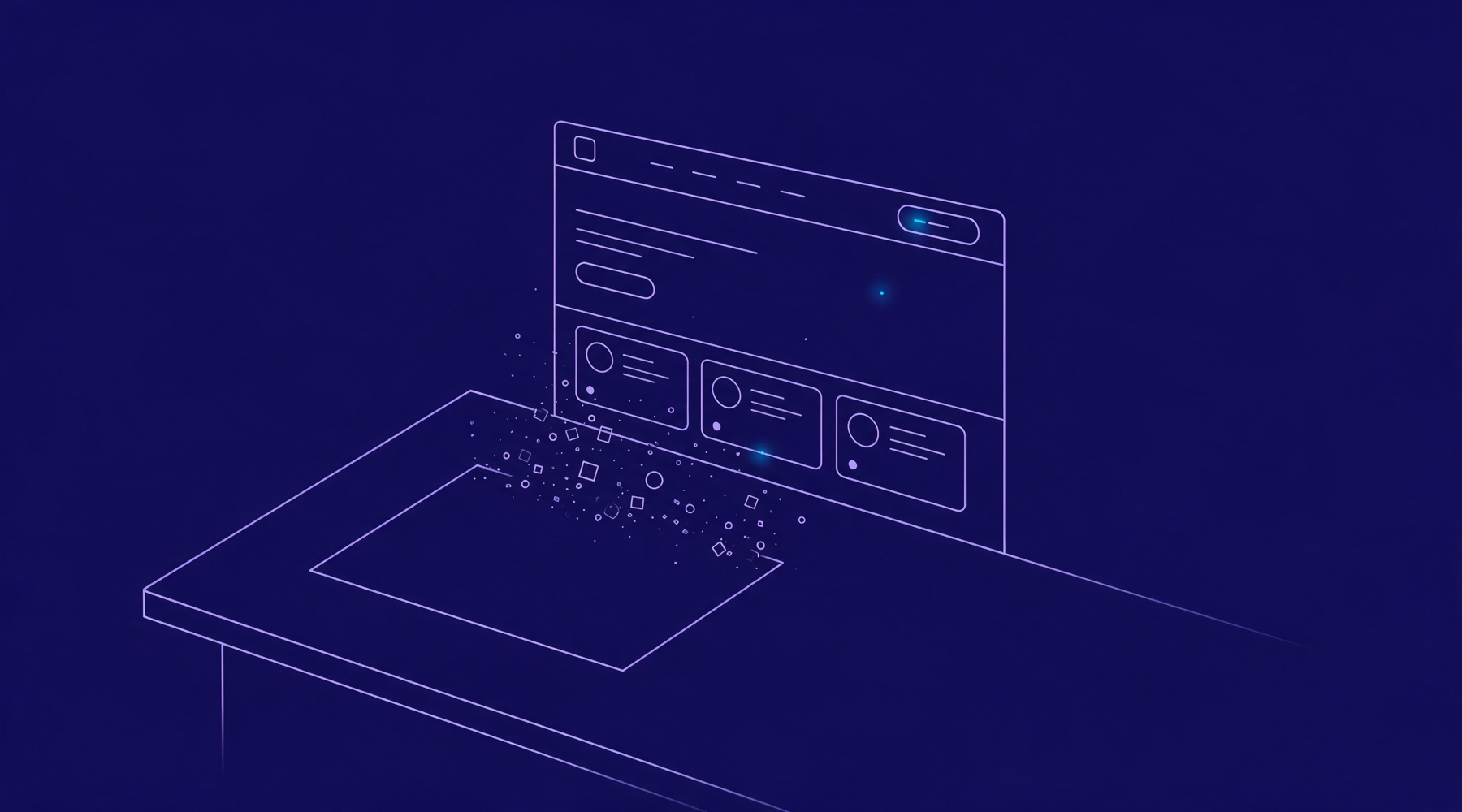 Ein leeres Blatt, das zu einem Website-Layout wird, Illustration